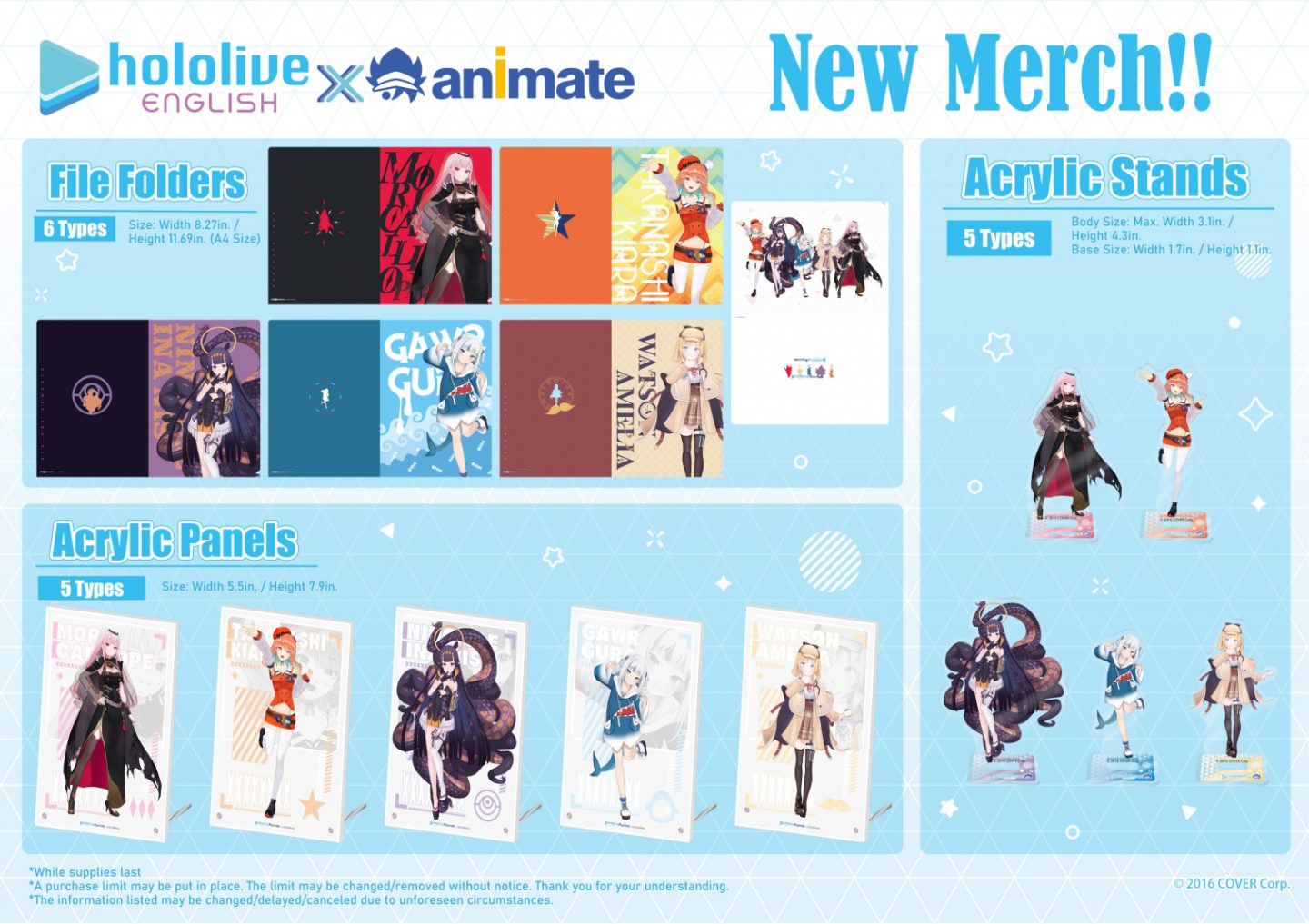 Exclusive hololive English -Myth- x animate Collaboration Merch 